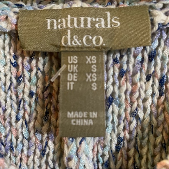 Naturals D & Co Speckled Yarn V Neck Hi low Hem XS Oversized - Picture 2 of 7